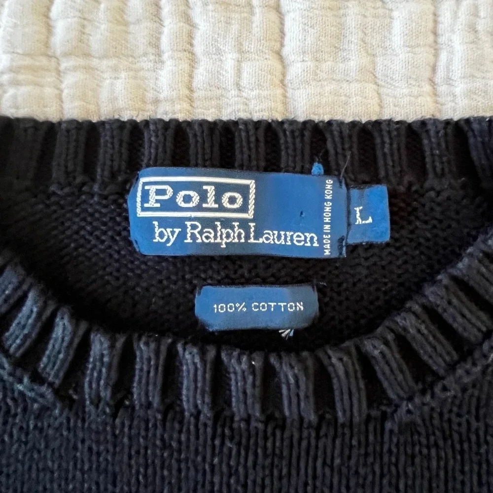 Vintage Polo Ralph Lauren Cotton Crewneck Sweater Black‎ L